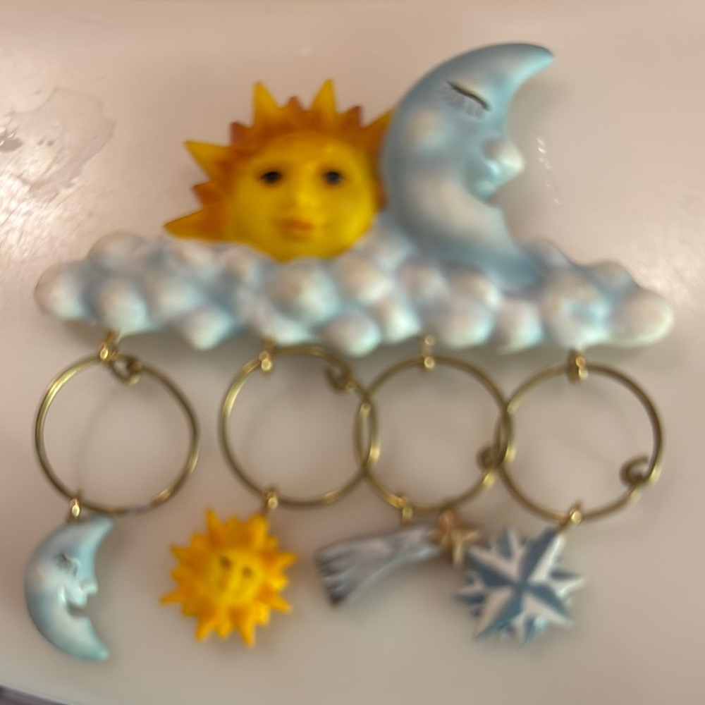 Sun and Moon Wine Charms on a Magnet